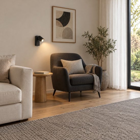 Applique per comodino camera da letto moderna cilindro nera 11cm