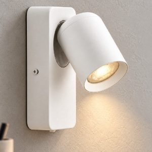 Applique per comodino camera da letto 11cm moderna cilindro bianca