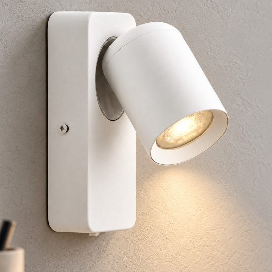 Applique per comodino camera da letto 11cm moderna cilindro bianca