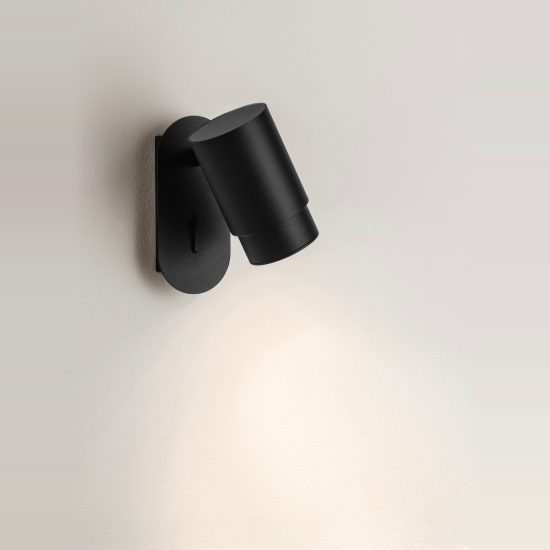 Applique per comodino camera da letto moderna cilindrica nera 13cm