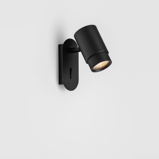 Applique per comodino camera da letto moderna cilindrica nera 13cm