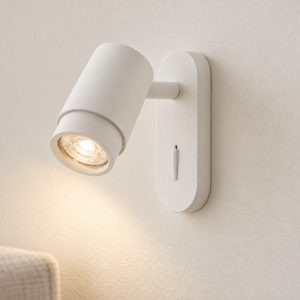 Applique per comodino camera da letto 13cm moderna cilindro bianca