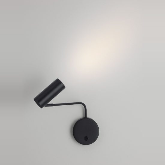 Faretto per camera da letto moderno cilindro nero da parete orientabile