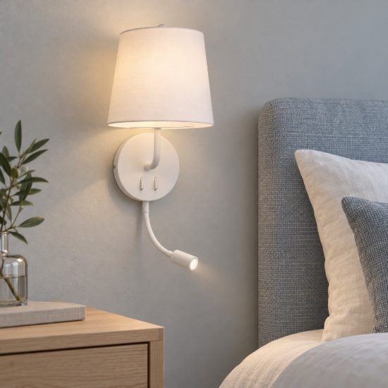 Applique per comodino camera da letto 20cm classica conica bianca