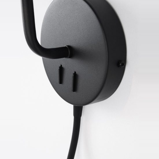 Applique per comodino camera da letto classica conica nera 20cm