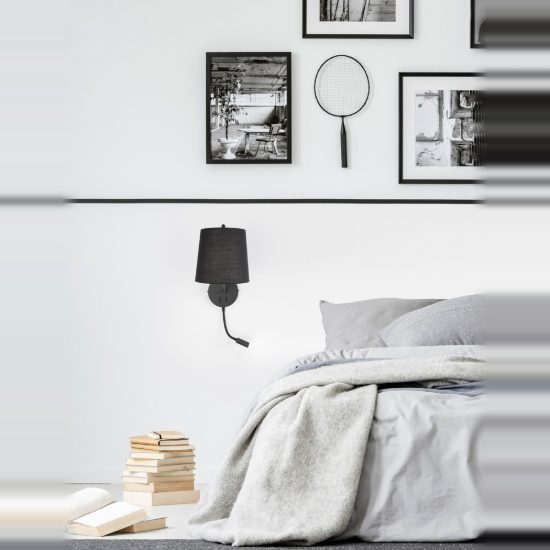 Applique per comodino camera da letto classica conica nera 20cm
