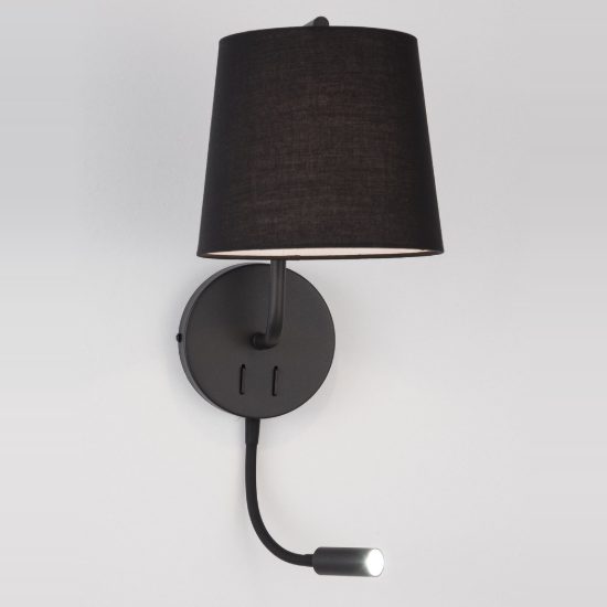 Applique per comodino camera da letto classica conica nera 20cm