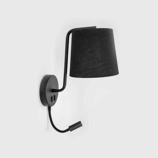 Applique per comodino camera da letto classica conica nera 20cm