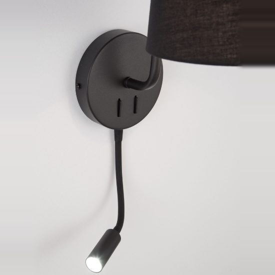 Applique per comodino camera da letto classica conica nera 20cm