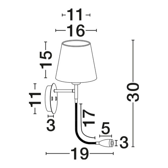 Applique per comodini camera da letto moderna conica nera doppia luce da lettura