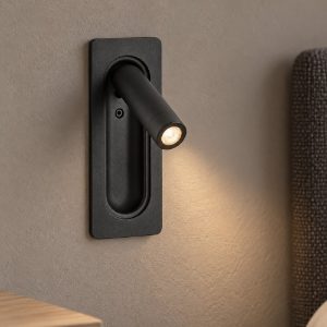 Applique da incasso per comodino camera da letto moderna nera led 3w 3000k 17cm