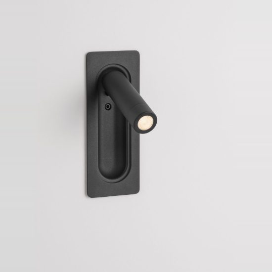 Applique da incasso per comodino camera da letto moderna nera led 3w 3000k 17cm