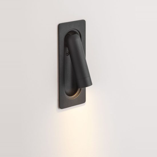 Applique da incasso per comodino camera da letto moderna nera led 3w 3000k 17cm