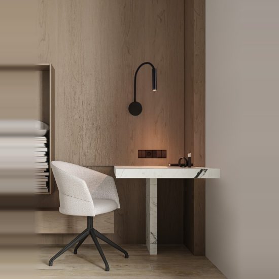 Applique per comodino camera da letto moderna cilindro nera led 6w 3000k