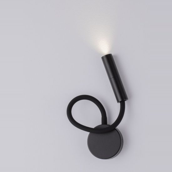 Applique per comodino camera da letto moderna cilindro nera led 6w 3000k