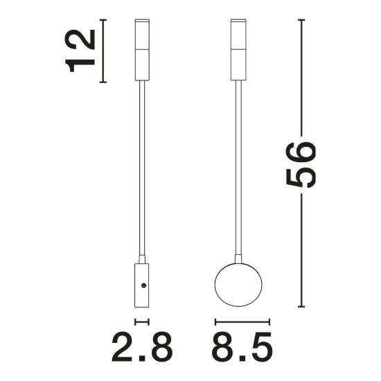 Applique per comodino camera da letto moderna cilindro nera led 6w 3000k
