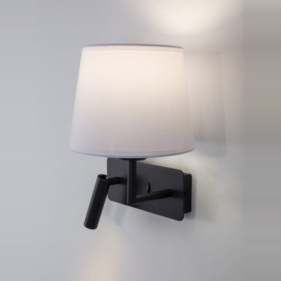 Applique per comodino camera da letto conica classica nero e bianco 28cm