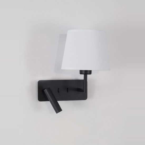 Applique per comodino camera da letto conica classica nero e bianco 28cm