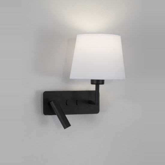 Applique per comodino camera da letto conica classica nero e bianco 28cm