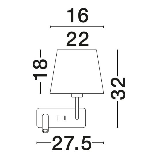 Applique per comodino camera da letto conica classica nero e bianco 28cm