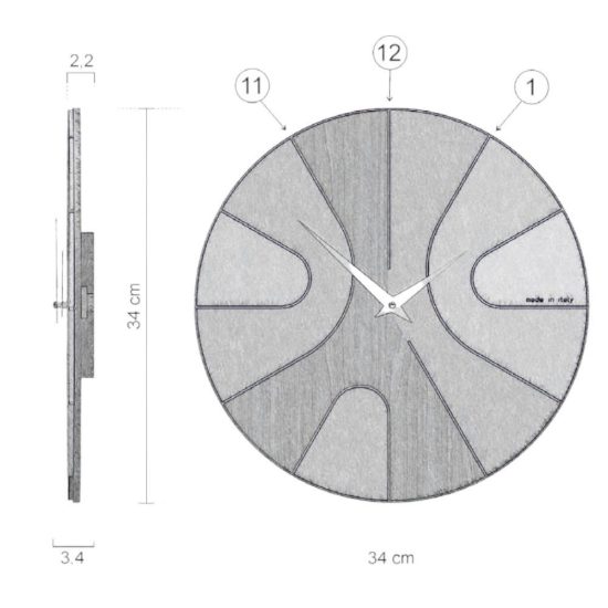 Orologio da parete rotondo legno blu rotondo 34cm