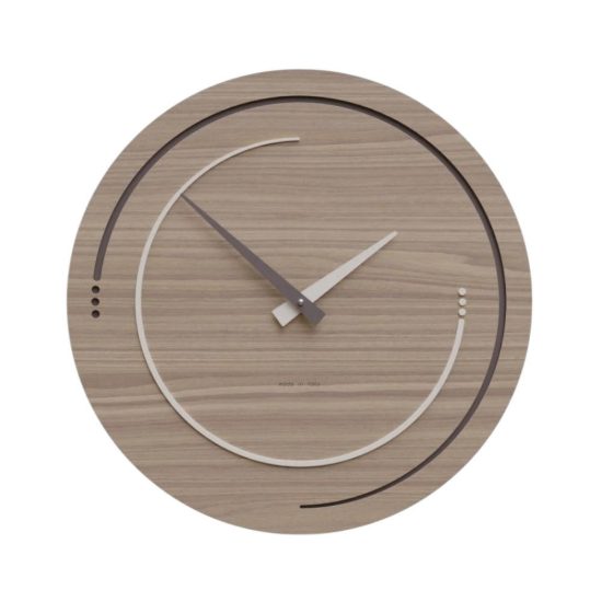 Orologio da parete moderno rotondo legno effetto noce