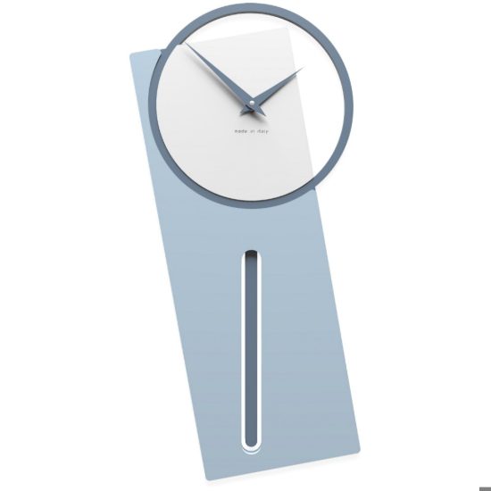 Orologio a pendolo moderno da parete sherlock legno azzurro polvere