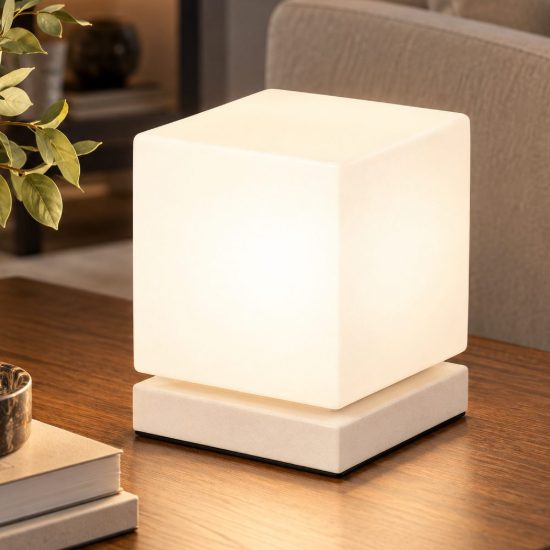 Fabas lampada da tavolo brenta cubo bianco led 6w 3000k