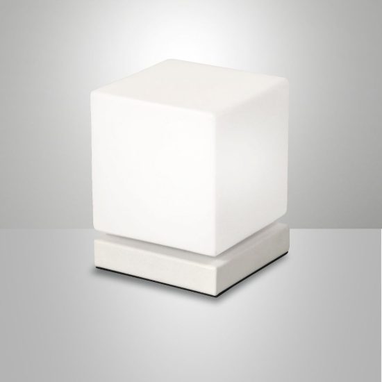 Fabas lampada da tavolo brenta cubo bianco led 6w 3000k