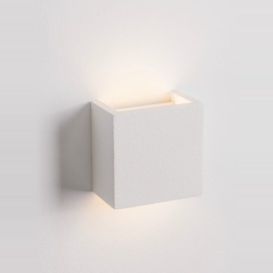 Applique in gesso 30cm moderna cubo bianca per soggiorno