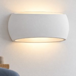 Applique in gesso da parete 30cm moderna ovale bianca per soggiorno