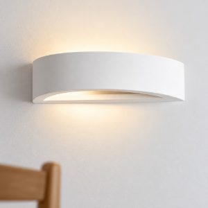 Applique in gesso 30cm moderna curva bianco per soggiorno
