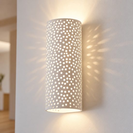 Applique da parete 12cm moderna cilindro bianco per soggiorno