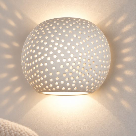 Applique da parete 15cm moderna bombata bianca per soggiorno