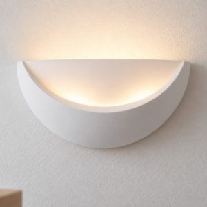 Applique in gesso da parete 34cm moderna sagomata bianca per soggiorno