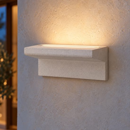 Applique in gesso da esterno led 6w 3000k ip65 moderna rettangolare bianca