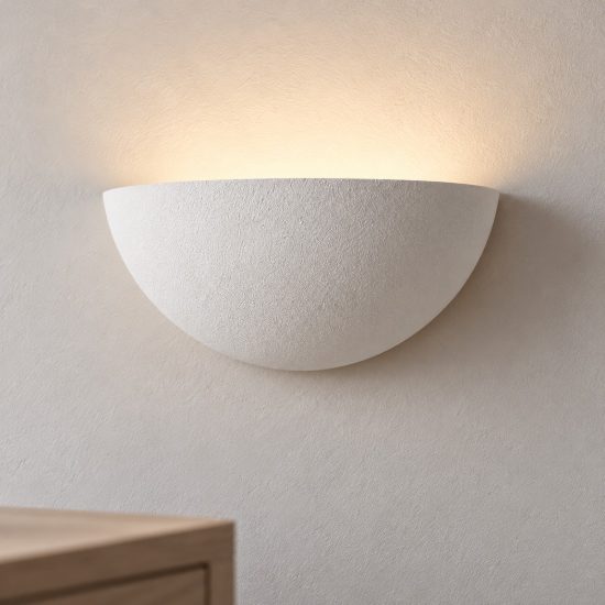 Applique in gesso da parete 28cm moderna cupola bianca per soggiorno