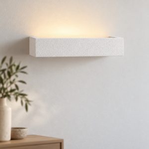 Applique in gesso da parete 28cm moderna rettangolare bianca per soggiorno