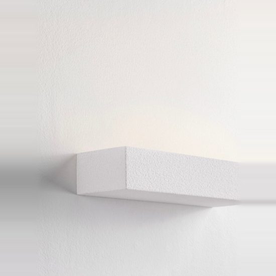 Applique in gesso da parete 28cm moderna rettangolare bianca per soggiorno