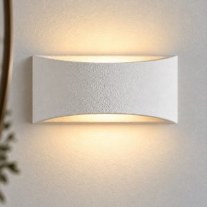 Applique in gesso da parete 30cm moderna curva bianca per soggiorno