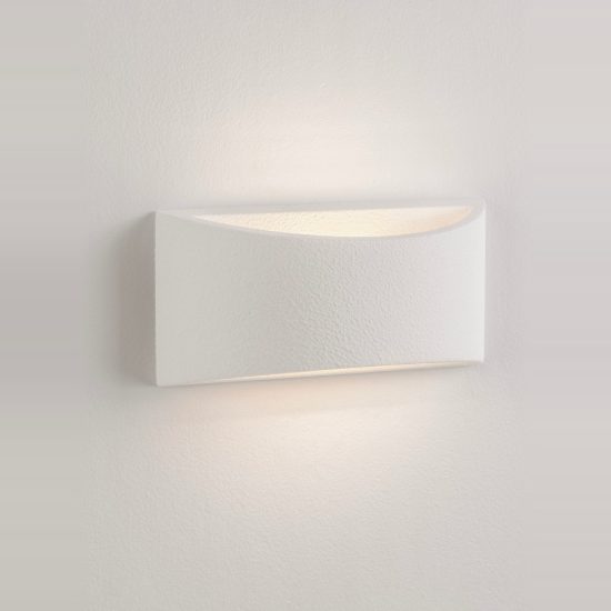 Applique in gesso da parete 30cm moderna curva bianca per soggiorno