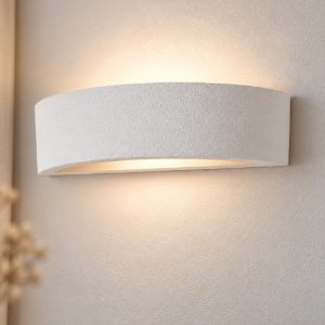 Applique in gesso da parete 30cm moderna curva bianca per soggiorno