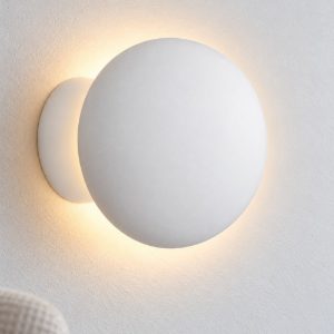 Applique da parete led 6w 3000k moderna sferica bianca vetro per soggiorno