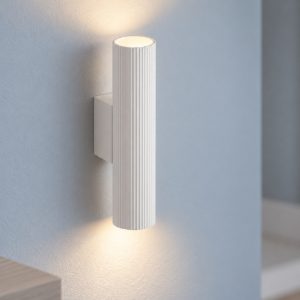 Applique da parete biemissione moderna cilindro bianco per soggiorno