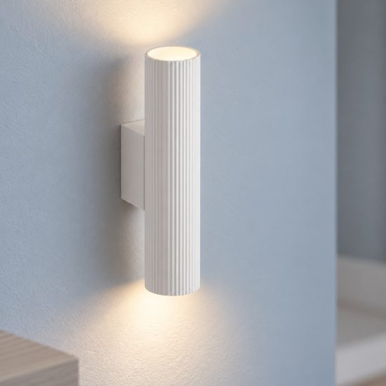 Applique da parete biemissione moderna cilindro bianco per soggiorno