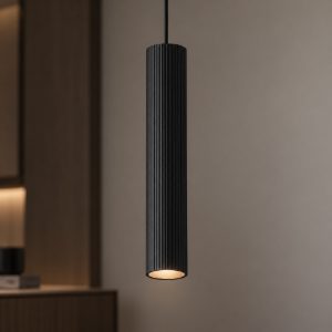 Lampada per cucina moderna cilindro nero a sospensione