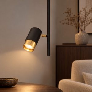 Lampada a sospensione moderna cilindro nero e oro