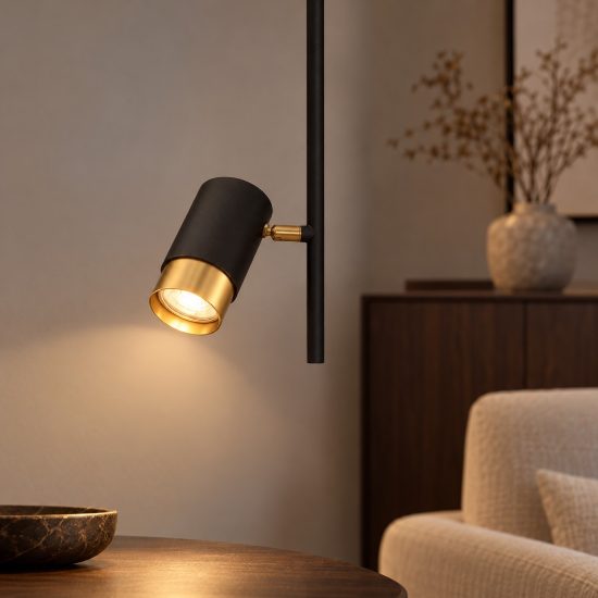 Lampada a sospensione moderna cilindro nero e oro