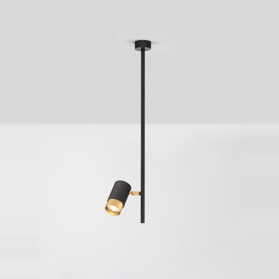 Lampada a sospensione moderna cilindro nero e oro