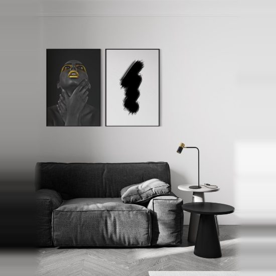 Lampada da tavolo per camera da letto moderna cilindrica nero e oro